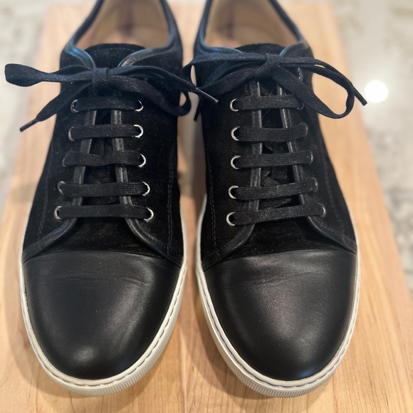 MEN'S LANVIN Cap Toe Low Top Suede Sneakers